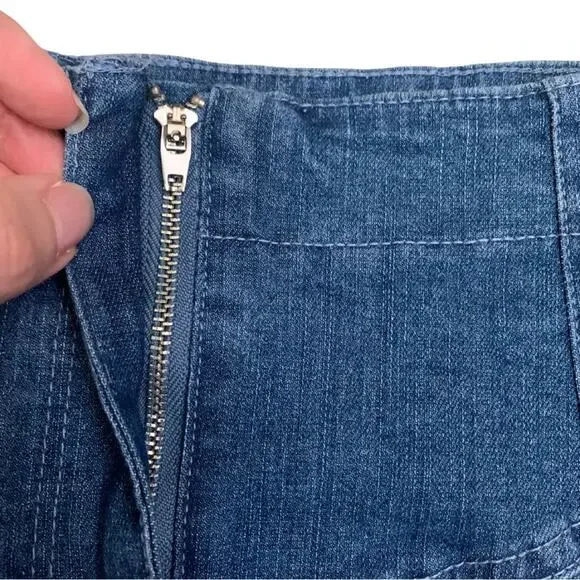 2/$30 Blue Denim Pencil Skirt Size Small Jean Short Mini Stretch Y2K High Waist - Picture 4 of 10